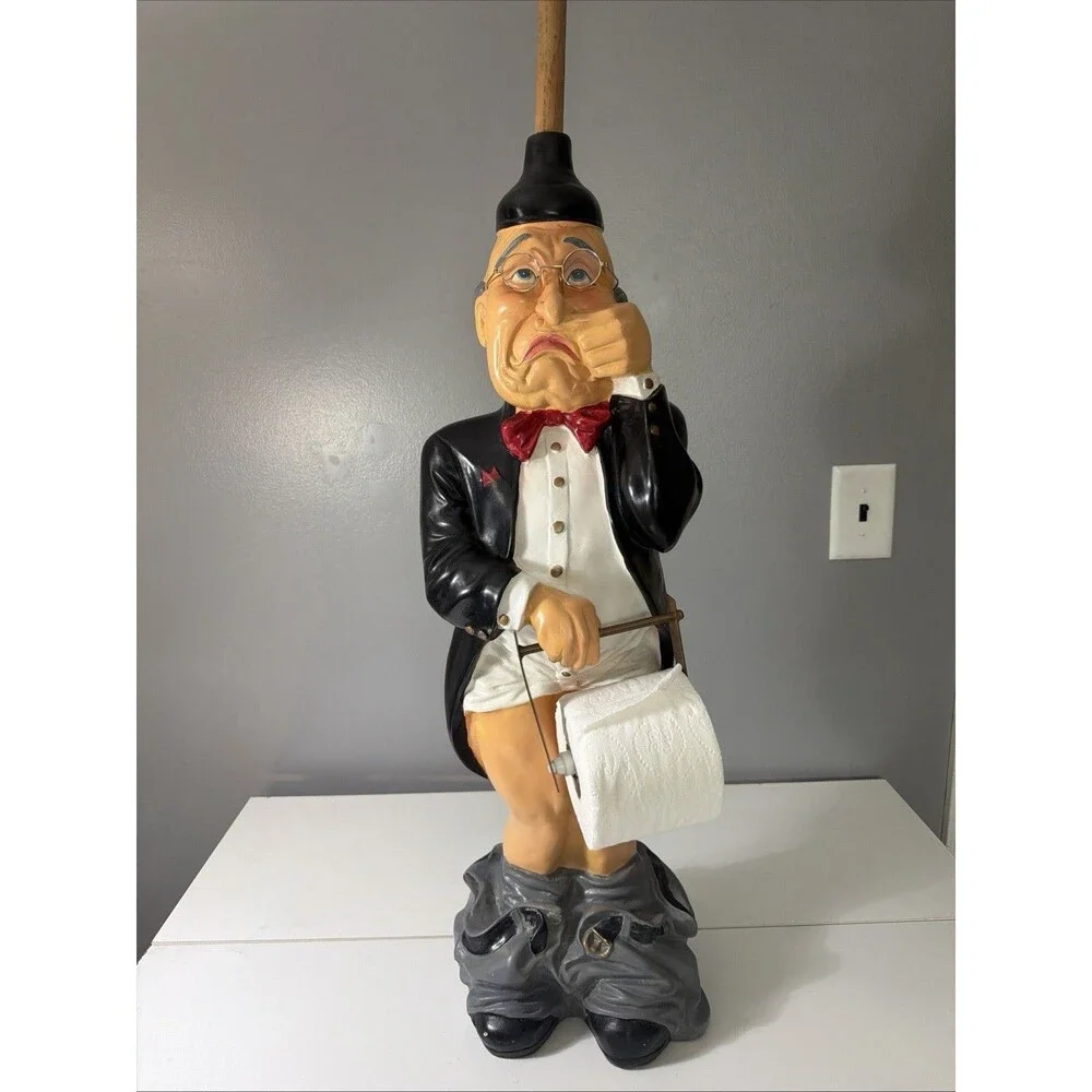 RARE Vintage Mr. Stinky Pants Down Old Man Butler Toilet Paper Holder unique